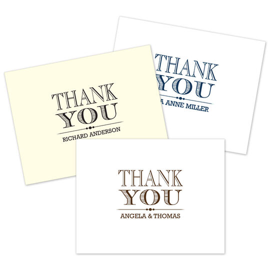 Grand Thank You Folded Note Cards - Raised Ink